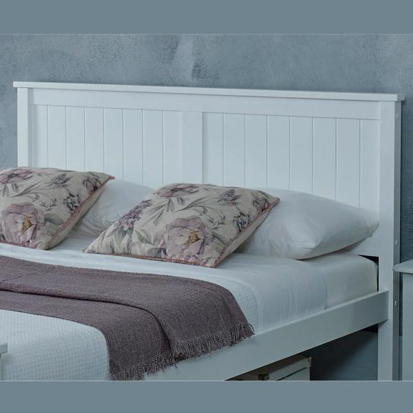 Mission TM Madrid Solid Pine Bed Frame, Panelled Headboard, White, 4 Sizes