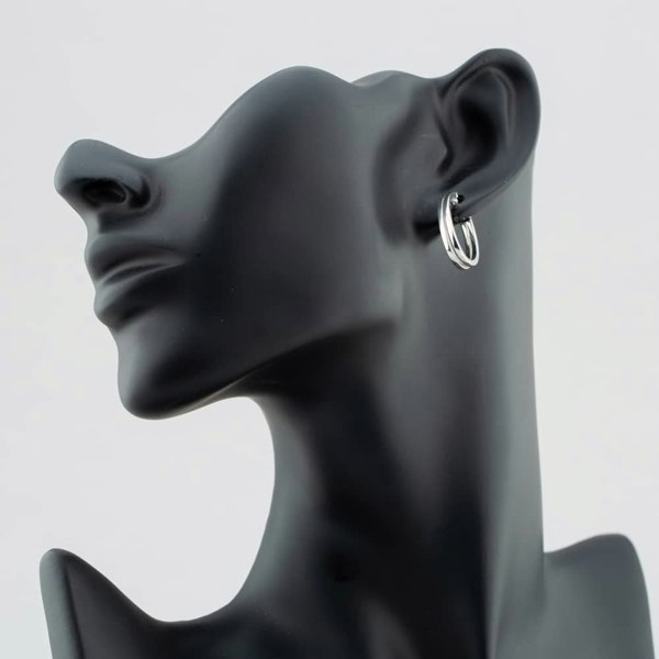 T. H. Baker 9ct White Gold Double Oval Hoop Earrings ER673