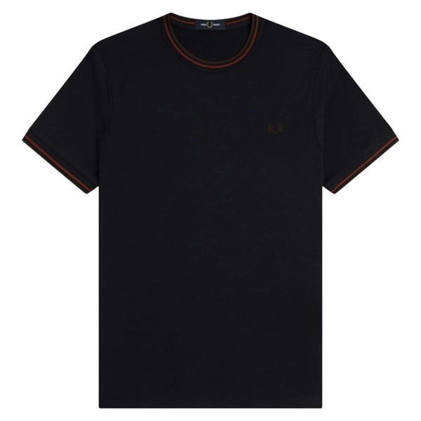 Fred Perry Twin Tipped T-Shirt - Navy/Brandy/Rich Brown