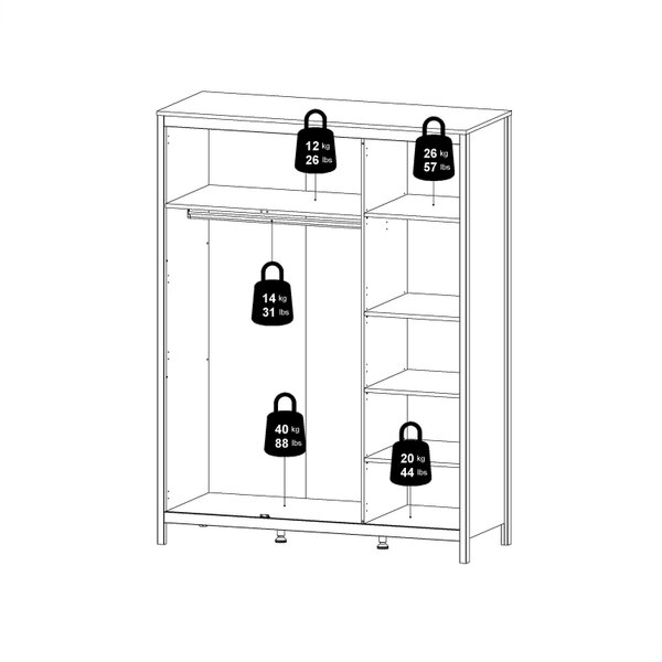 Wyld Haus Wildberry Matt White Wardrobe 3 Doors Leather Handles