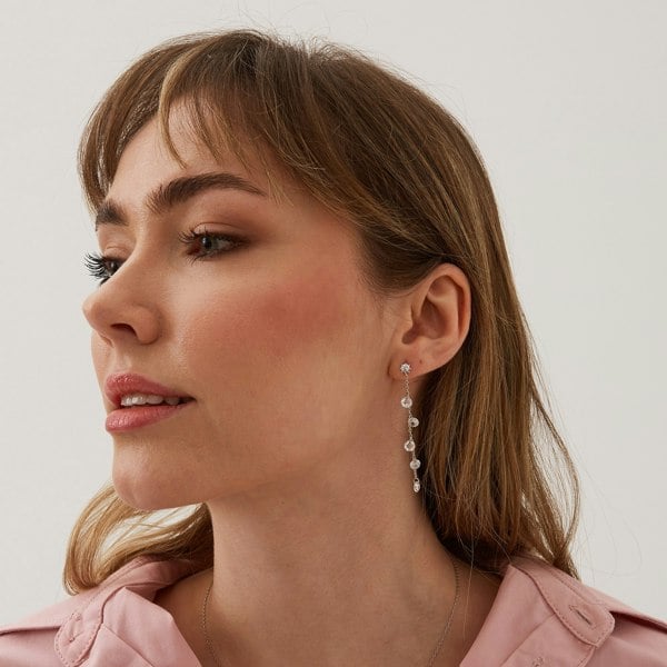 Spero London Drop Crystal Sterling Silver Earrings