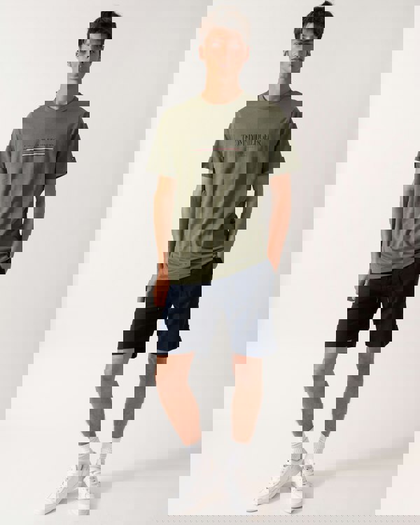 Tommy Hilfiger Brand Love Hilfiger Mens Tee - Battle Green - CHO - Designer Mens T-Shirts & Tops