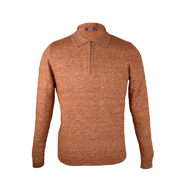 David WeJ Jayden Wool Polo Jumper - Burnt Orange