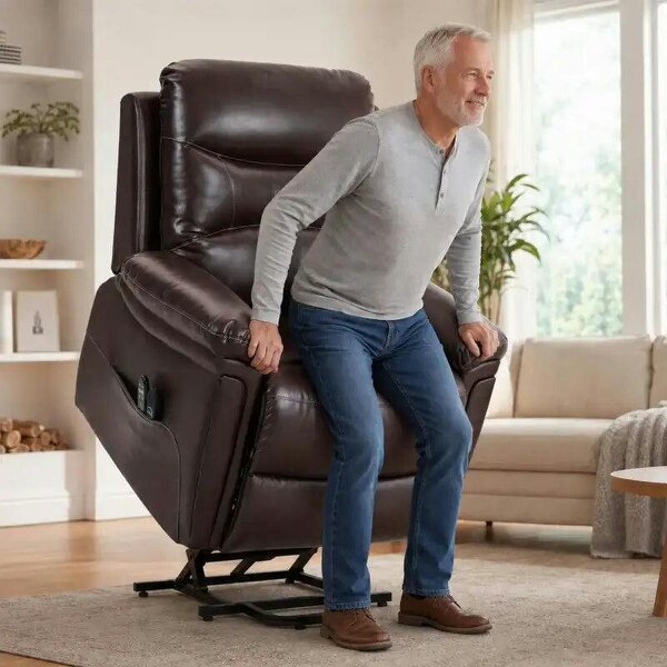 Riser Recliner Chair with Massage and Heat, Electric Lift Recliner Armchair for Elderly with Spring Cushion, Brown - Brown