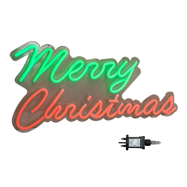 Samuel Alexander 50cm Light up Merry Christmas Neon Flex Sign in Green and Red