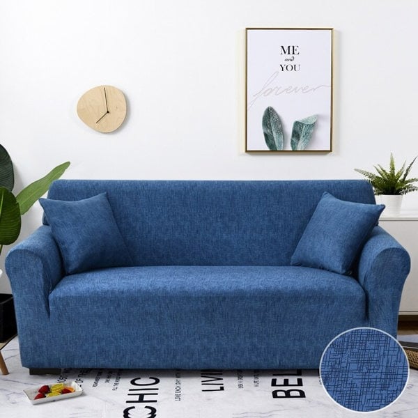 Anyhouz Anyseat 1 Seater Sofa Cover Plain Blue Style and Protection For Living Room Sofa Chair Elastic Stretchable Slipcover