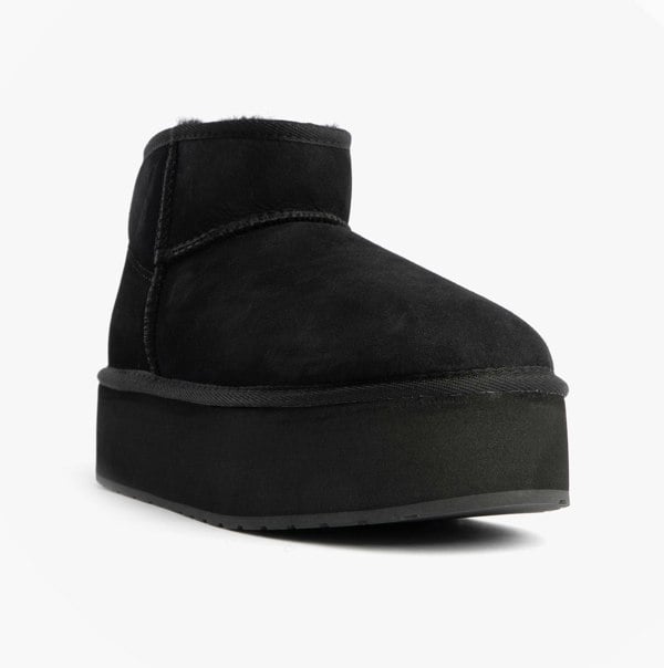 EMU Australia STINGER MICRO FLATFORM Womens Sheepskin Boot Black