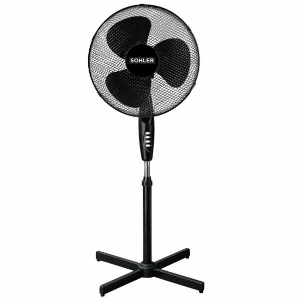 Sohler Black 16" Pedestal Fan Adjustable Oscillating 3 Speed Standing Cooling Fan
