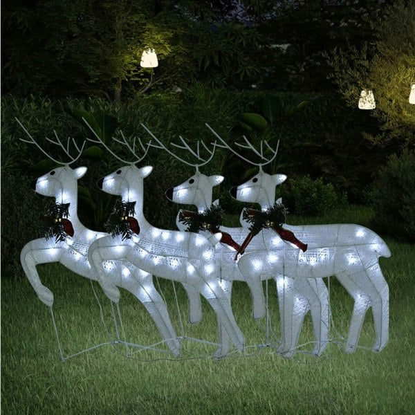 Berkfield Christmas Reindeers 4 pcs White 80 LEDs