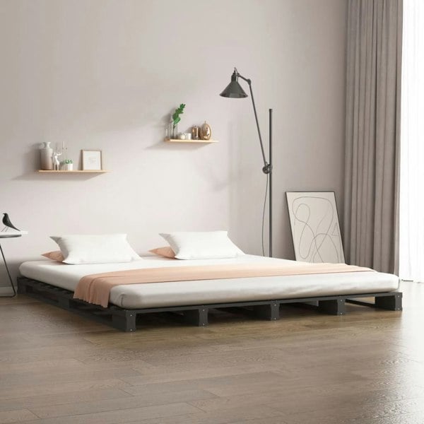 Berkfield Pallet Bed Grey 120x190 cm Small Double Wood Pine