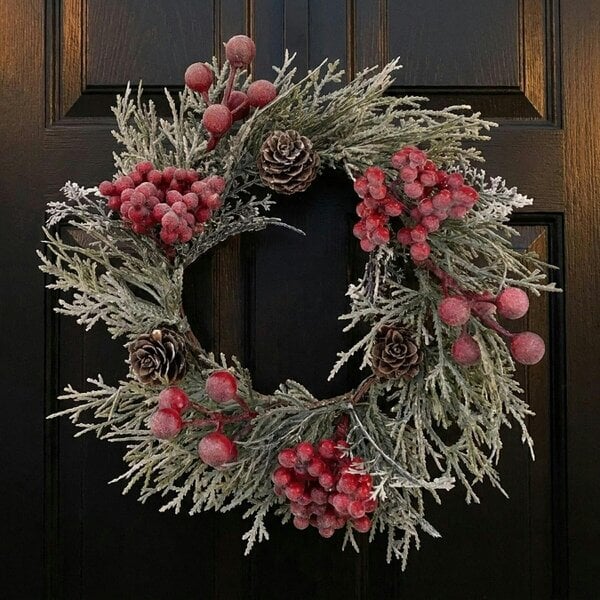 Garden Greatness Traditional Frosted Berry Pinecone Wreath