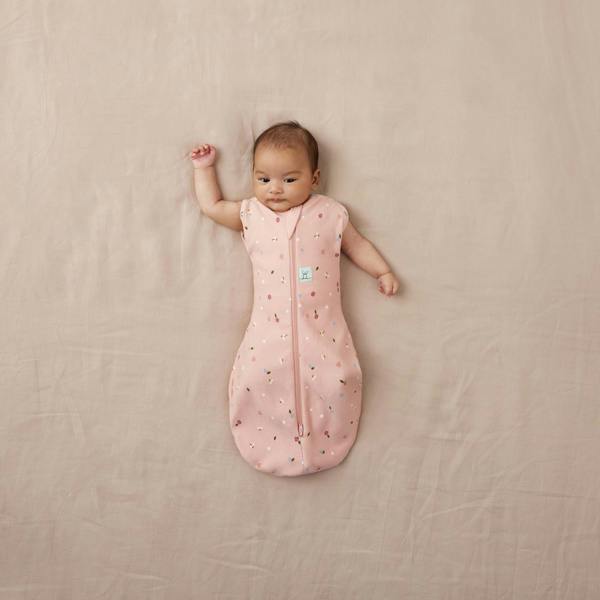 Organic Summer Cocoon Swaddle Sleeping Bag - Pink Daisies - 0.2 TOG