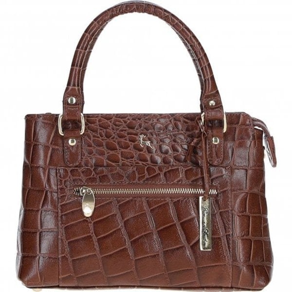 Croc Finish Real Leather Tote Bag: 19-157