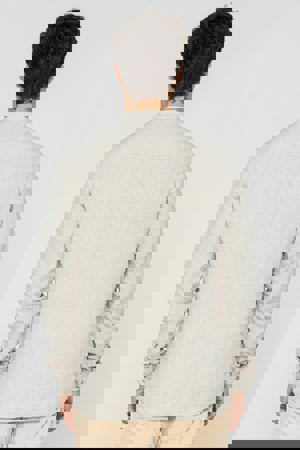 ENORSIA Men's Band Collar Linen Shirt