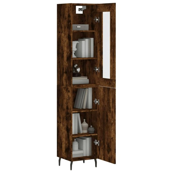 Berkfield Highboard Smoked Oak 34.5x34x180 cm Engineered Wood