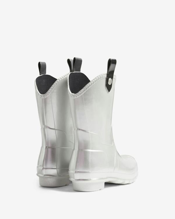 Hunter Womens Original Metallic Cowboy Boot Wellies - Silver | CHO | Designer Womens Short Wellies