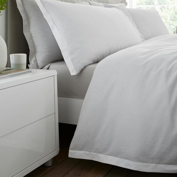 Bianca Seersucker Woven Stripe 180 Thread Count Cotton Duvet Cover Set Grey