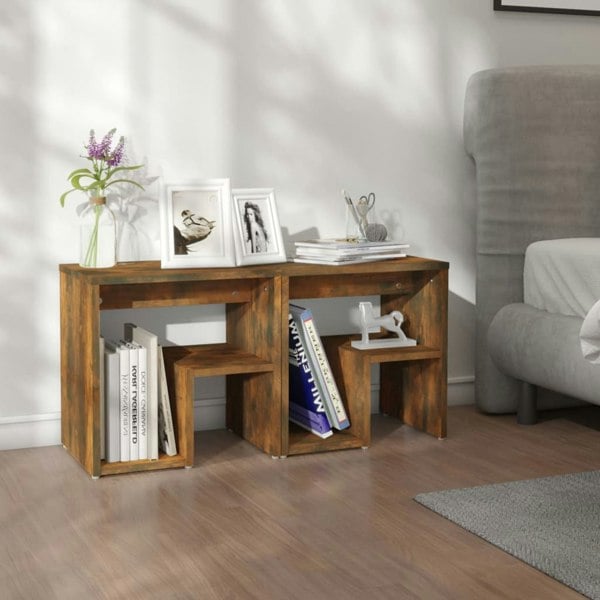 Berkfield Bed Cabinets 2 pcs Smoked Oak 40x30x40 cm Engineered Wood