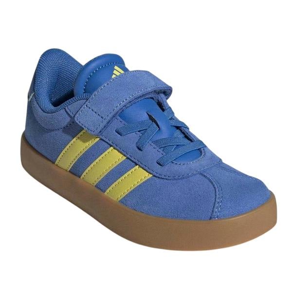 Adidas Boys VL Court 3.0 3 Stripes Suede Trim Trainers - Royal Blue/Yellow Sulphur - 
