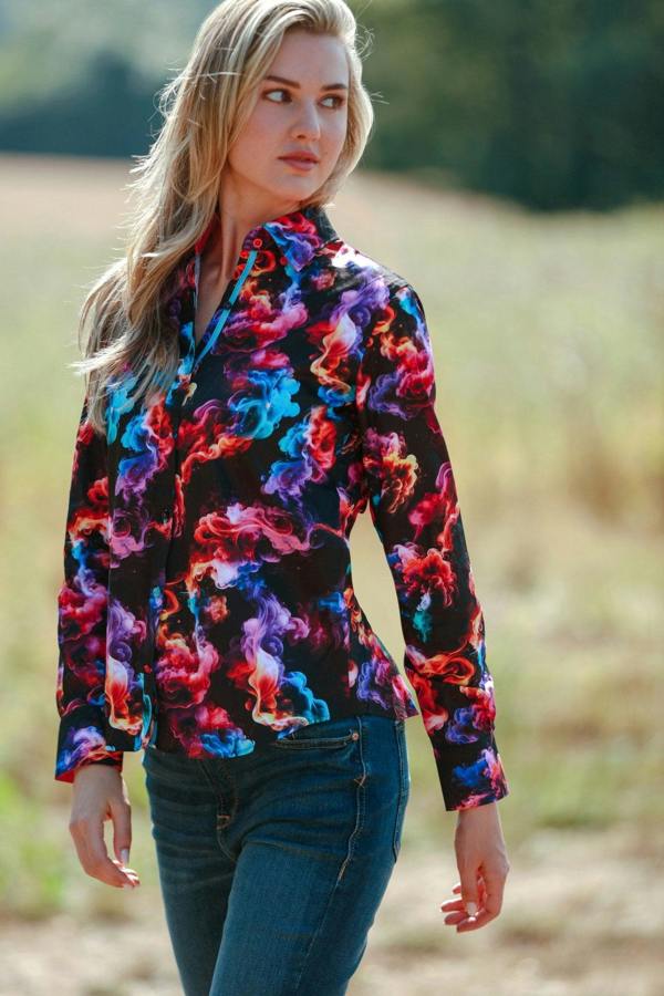 MULTICOLOUR SMOKE WOMENS PRINT SHIRT - Premium Men's Patterned Shirt by Claudio Lugli | Bold Design, Tailored Fit, Best Printed Shirts