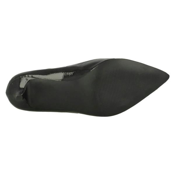 Anne Michelle Ladies Anne Michelle Kitten Heel Crinkle Patent Court Shoes
