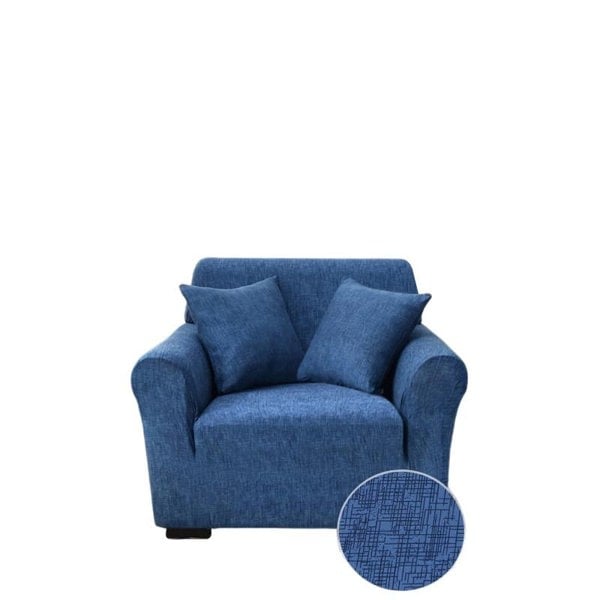 Anyhouz Anyseat 1 Seater Sofa Cover Plain Blue Style and Protection For Living Room Sofa Chair Elastic Stretchable Slipcover