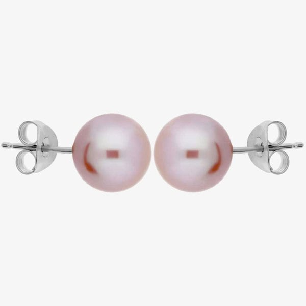 T. H. Baker 9ct White Gold Pink Freshwater Pearl Stud Earrings EOZ110RF-P