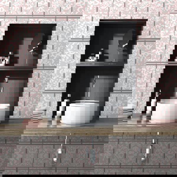 WT1559 - Sevilla Light Pink Spanish Wall Tile Sticker Set - 15 cm x 15 cm - 24 pcs