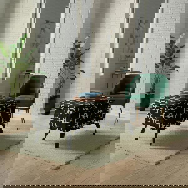 Decorative Motif Ottoman with High-Density Foam Cushion