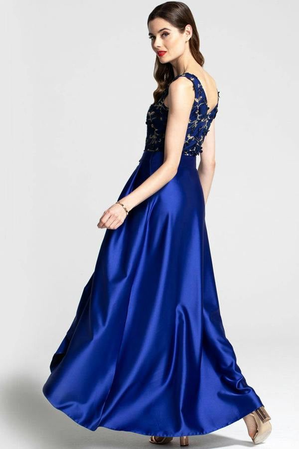 HotSquash V Neck Maxi Dress with Silky High Low Skirt