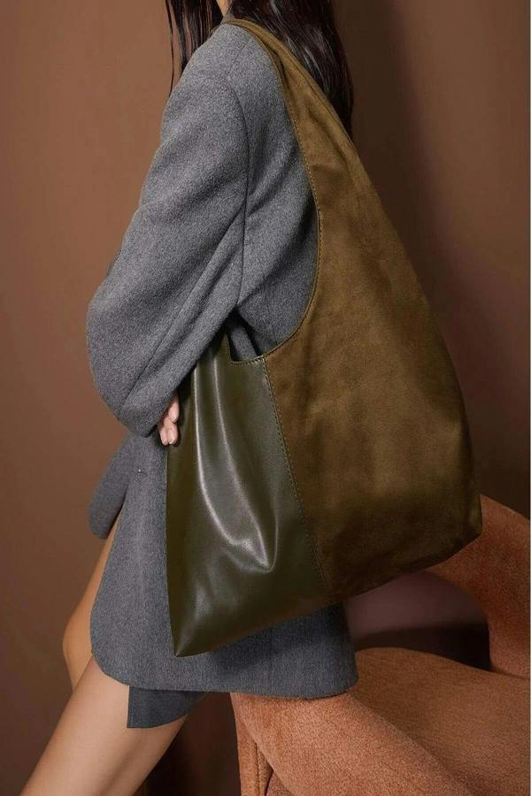 WOVCOR Contrasting Oval Women's Midi Shoulder Bag