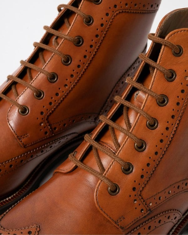 Oliver Sweeney Milbrook Mens Antiqued Leather Brogue Boots