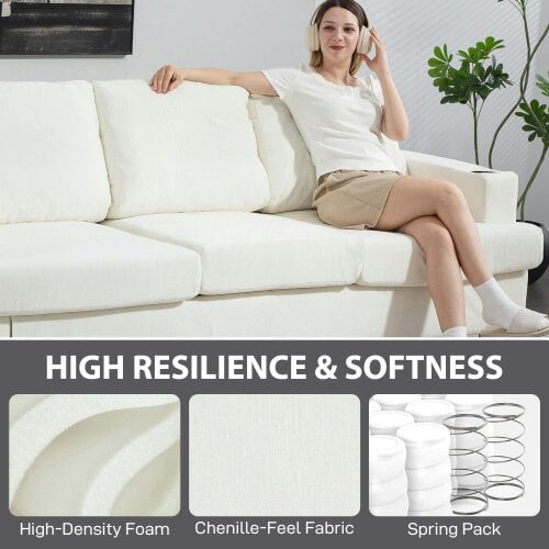 Wyld Haus Suvazi White 3 Seater Sofa With Integrated USB Ports And Cup Holders