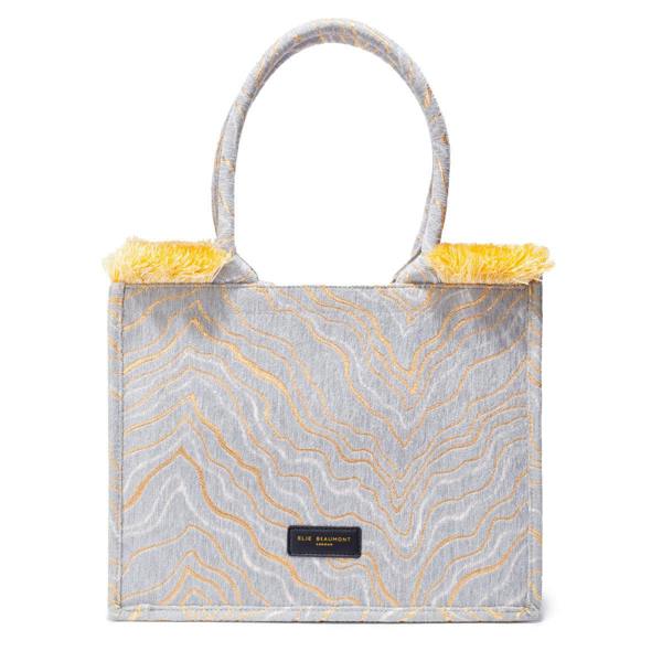 Elie Beaumont Fabric Tote - Velvet Lt Grey Gold
