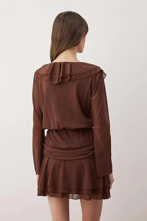 WOVCOR Ruffle Fitted Mini Stretch Knit Dress