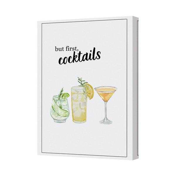 Benjamin Tate Design But First Cocktails Canvas Wall Art Print With Wooden Frame UK Handmade