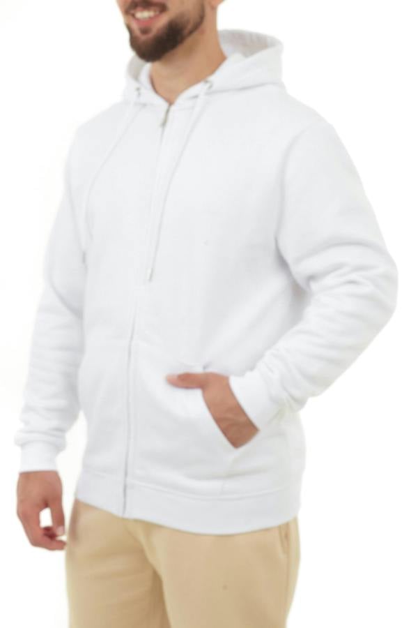 Smart Living Men's Zip-Up Hoodie - Eco-Friendly, Soft & Stylish - White