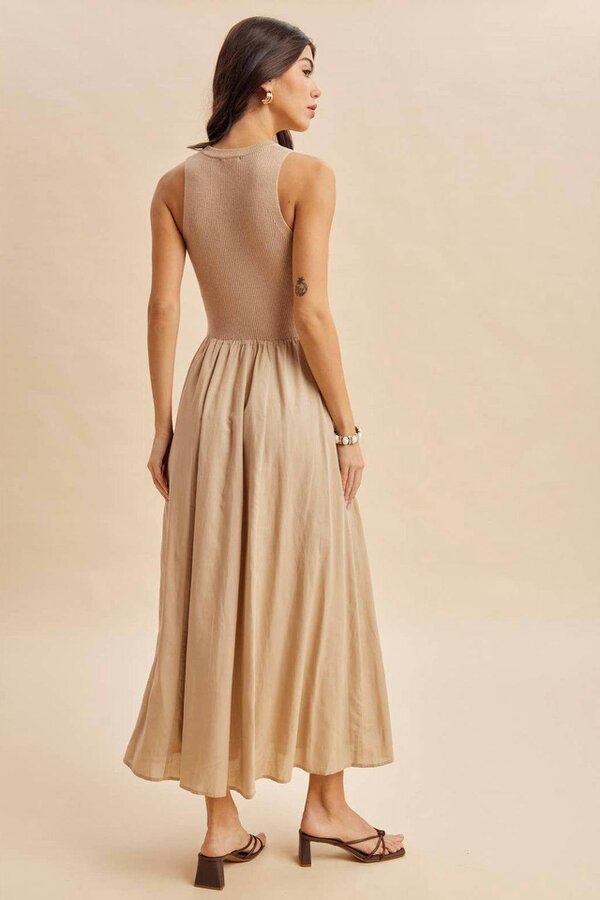 BALOU Womens Mixed Panel Midi Dress