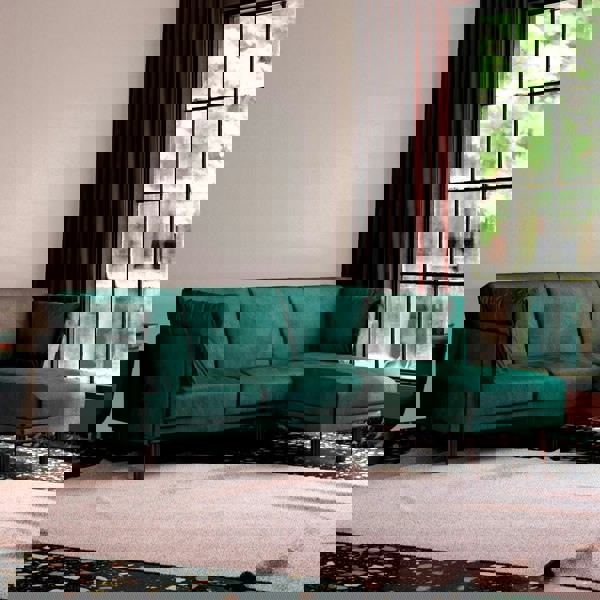 Dorel Home Clair sectional Sofa Bed in green velvet