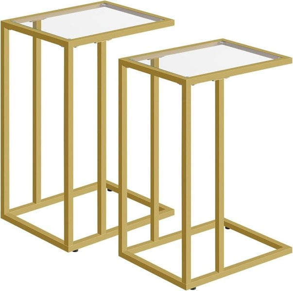 Rafaelo Mobilia Set of 2 Tempered Glass Sofa Side Table