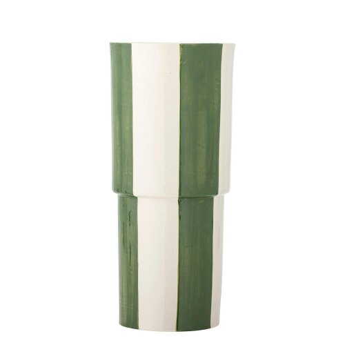 Love Frankie Emerald & Bone Striped Stoneware Vase