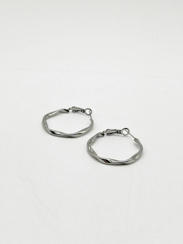 SVNX Twist Hoops in Silver Colour - Pouch Included