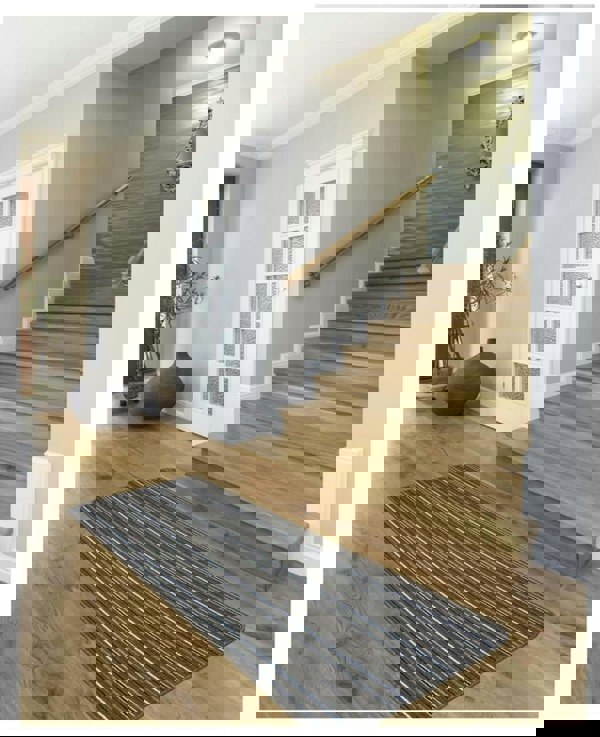 Stockholm Lead/Light Blue Washable Mat - Stylish & Practical