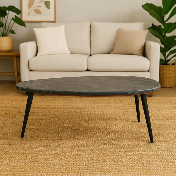 Wyld Haus Alabama Black Marble Top Coffee Table With Metal Legs