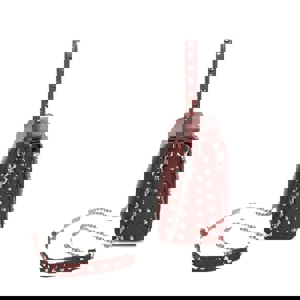 Kitise Studded Flap Crossbody Shoulder Bag Silver Tone Hardware