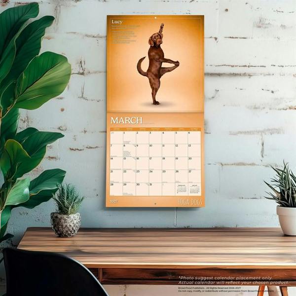 Yoga Dogs Calendar 2027, Wall Calendars, Month To View, Humour, Gift