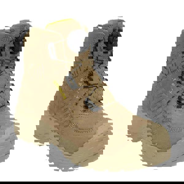 Stanley Michigan Mens Fitgo Lacing System Waterproof S7 Safety Boots, rugged tan boots with waterproof and safety features, designed for outdoor and work use.