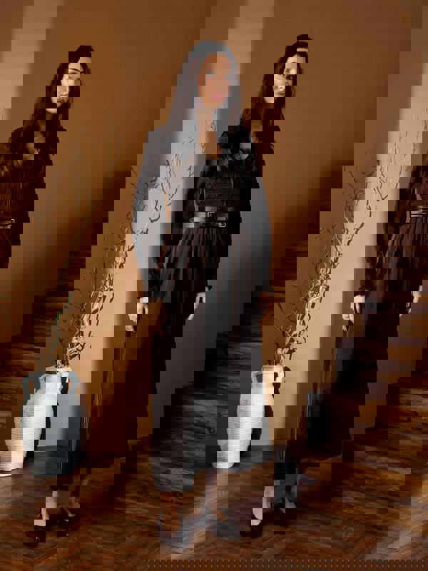 GWD Lydia Satin Chocolate Maxi Dress