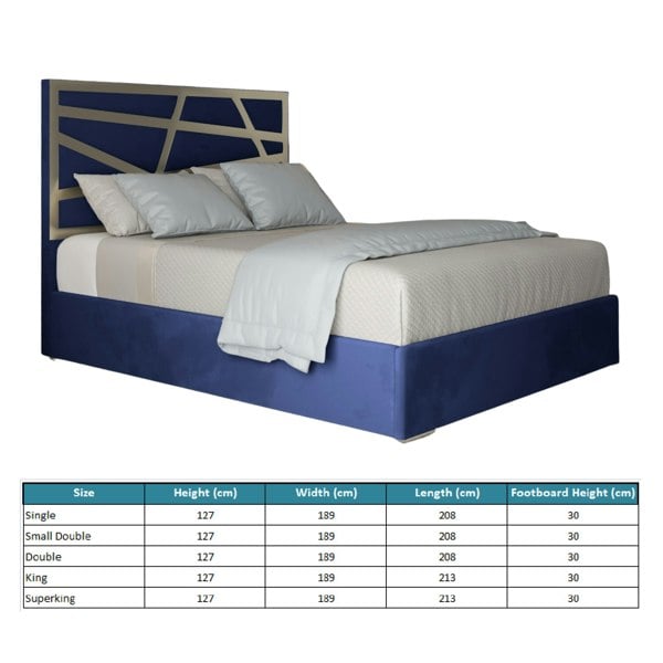Casa Magna Arabella Upholstered Soft Velvet Metal Bed Frame - Blue