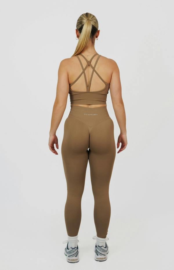 V3 Apparel Form Seamless Scrunch Leggings & Sports Bra Set - Cocoa Beige